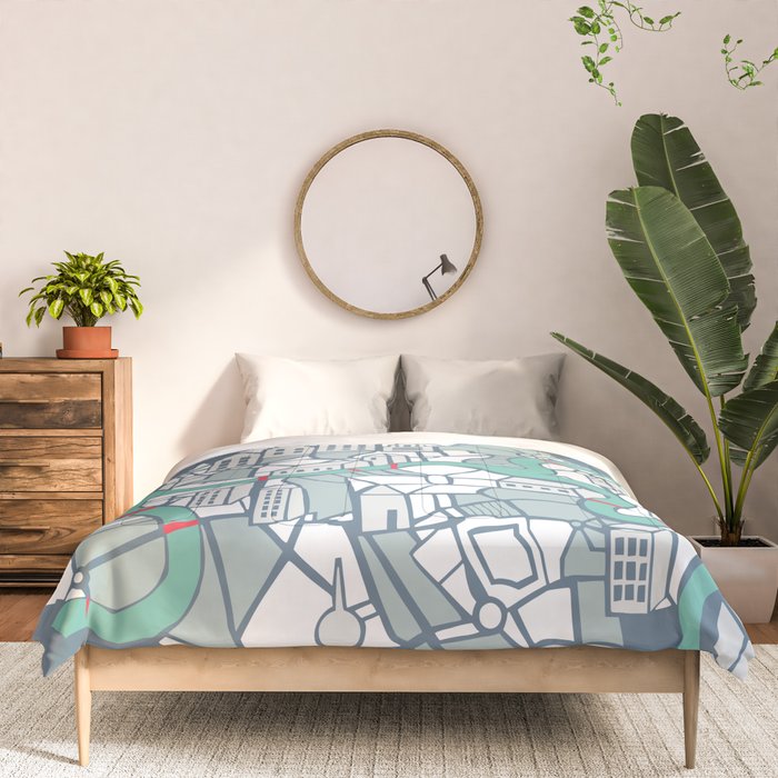 ma ville mon amour; City life collection blue teal  Comforter Gallery Image 3