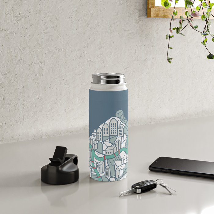 ma ville mon amour; City life collection blue teal  Water Bottle Gallery Image 4