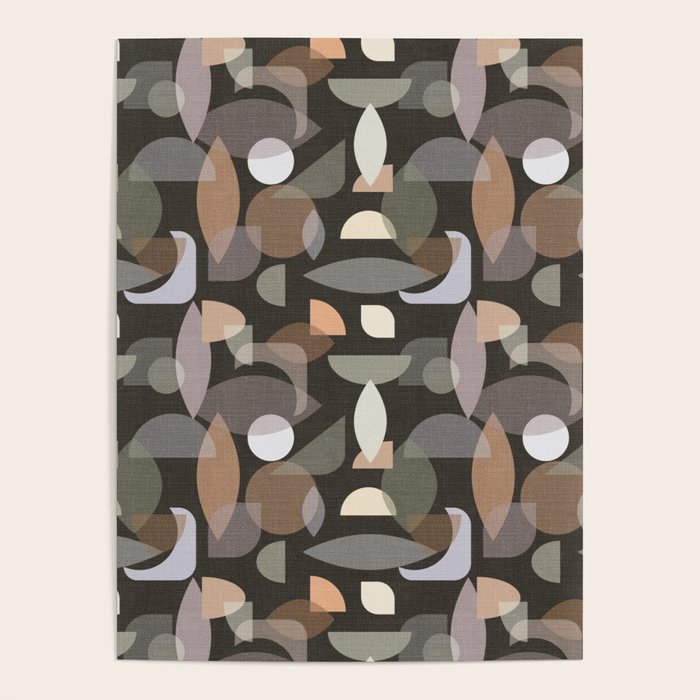 Modern Abstract Geometric Neutral Dark Earthy Tones with Natural Fabric Texture Poster Gallery Image 4