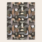 Modern Abstract Geometric Neutral Dark Earthy Tones with Natural Fabric Texture Poster Gallery Image 4