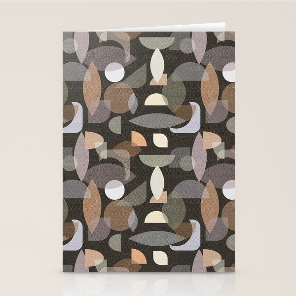Modern Abstract Geometric Neutral Dark Earthy Tones with Natural Fabric Texture Stationery Card Gallery Image 2