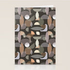 Modern Abstract Geometric Neutral Dark Earthy Tones with Natural Fabric Texture Stationery Card Gallery Image 2