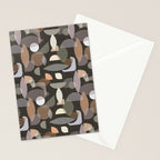 Modern Abstract Geometric Neutral Dark Earthy Tones with Natural Fabric Texture Stationery Card Gallery Image 2