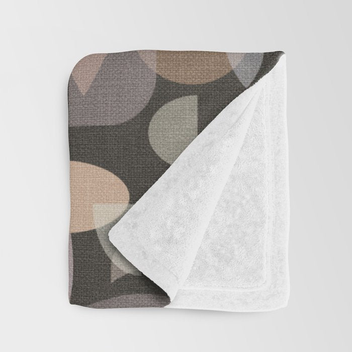 Modern Abstract Geometric Neutral Dark Earthy Tones with Natural Fabric Texture Throw Blanket Gallery Image 3