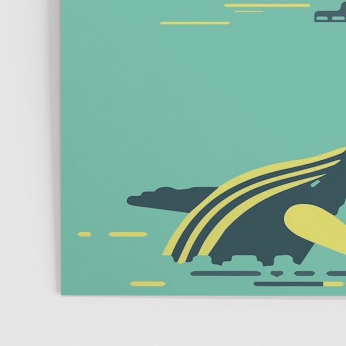 Vintage Mid Century Modern Iceland Scandinavian Travel Poster Ocean Whale Winter Village Poster Gallery Image 3