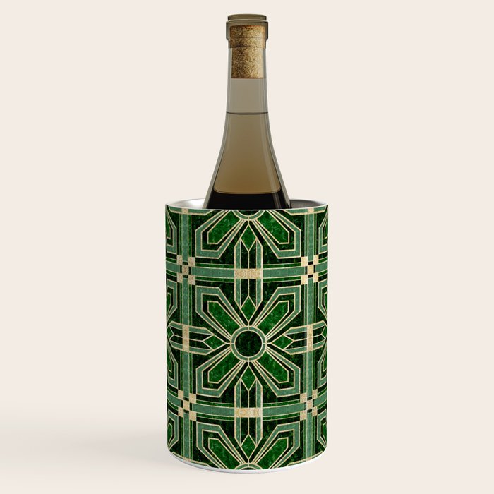 Art Deco Floral Tiles in Emerald Green and Faux Gold Wine Chiller Gallery Image 2