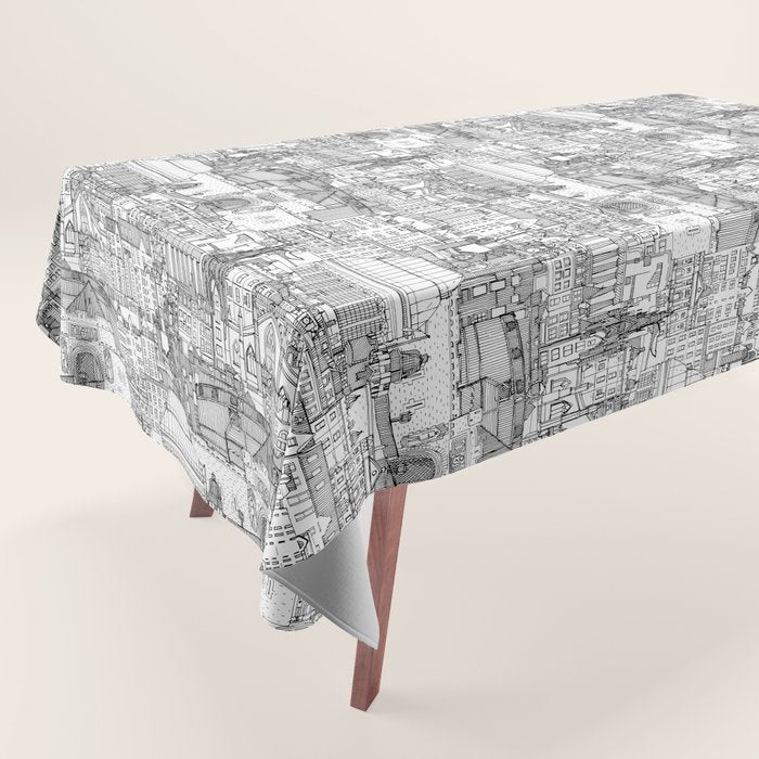Edinburgh toile black white Tablecloth Gallery Image 1