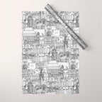 Edinburgh toile black white Wrapping Paper Gallery Image 1