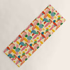 Retro Abstract Geometric Pattern with Bright Colorful Shapes and Fabric Texture Yoga Mat Gallery Image 1