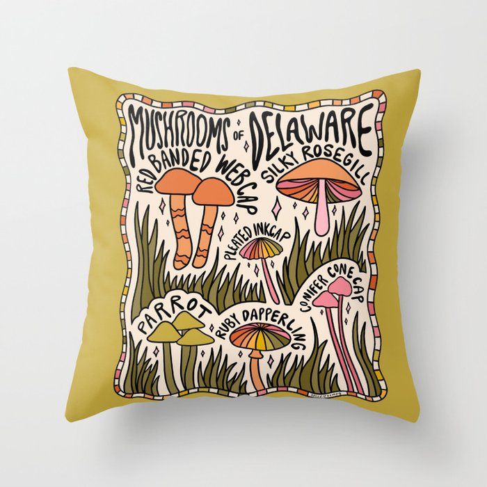 Mushrooms of Delaware Throw Pillow Gallery Image 6
