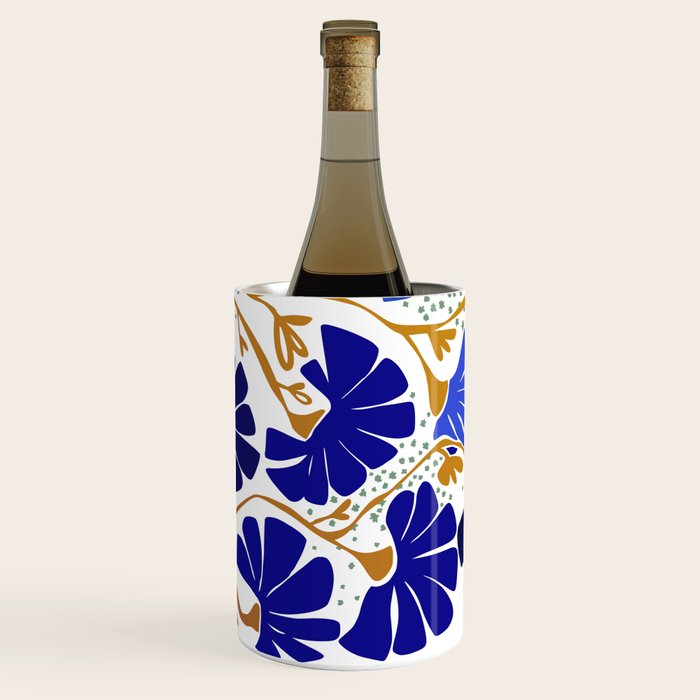 Klimts always blooming good mood bright blue Wine Chiller Gallery Image 1