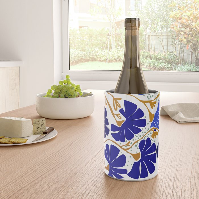 Klimts always blooming good mood bright blue Wine Chiller Gallery Image 4
