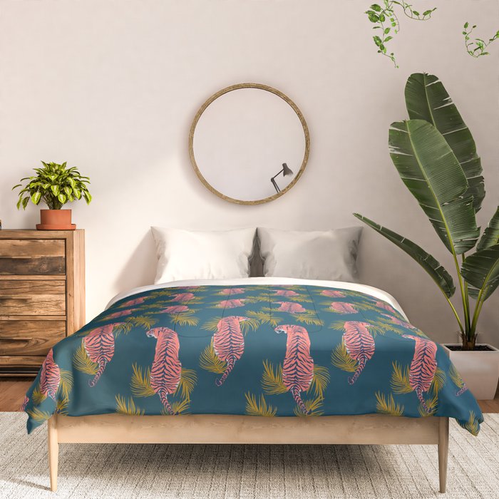 Paisley Tiger - navy Comforter Gallery Image 3