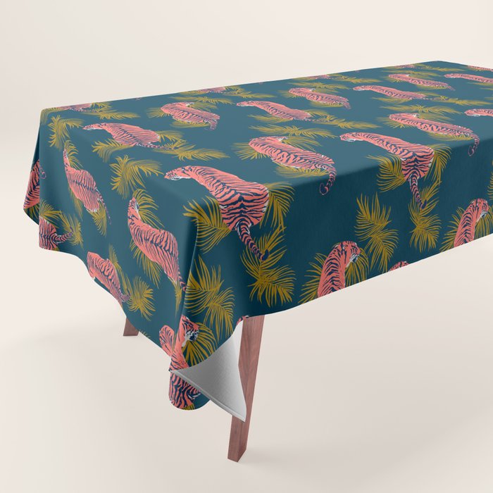 Paisley Tiger - navy Tablecloth Gallery Image 1