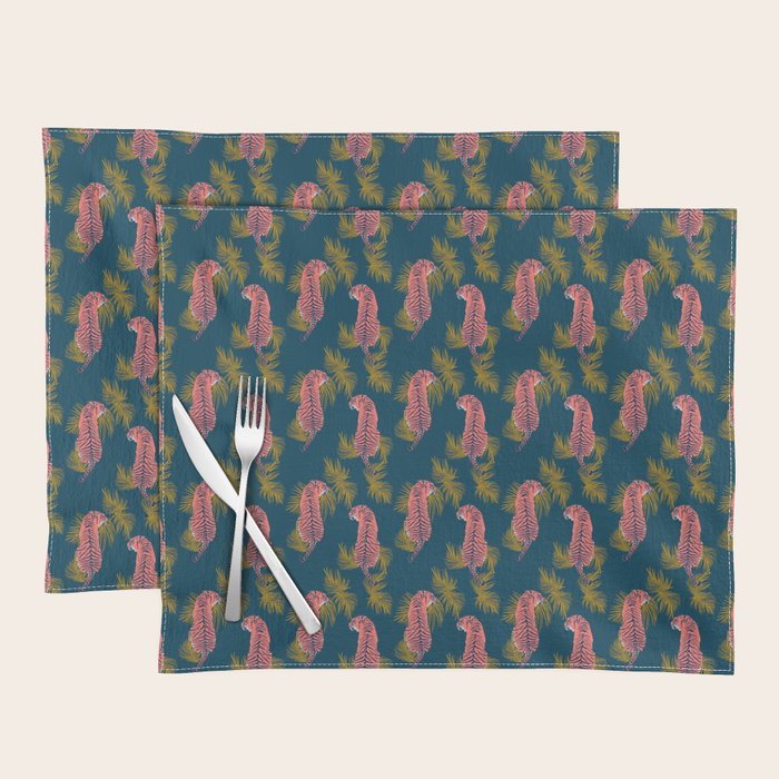 Paisley Tiger - navy Placemat Gallery Image 1
