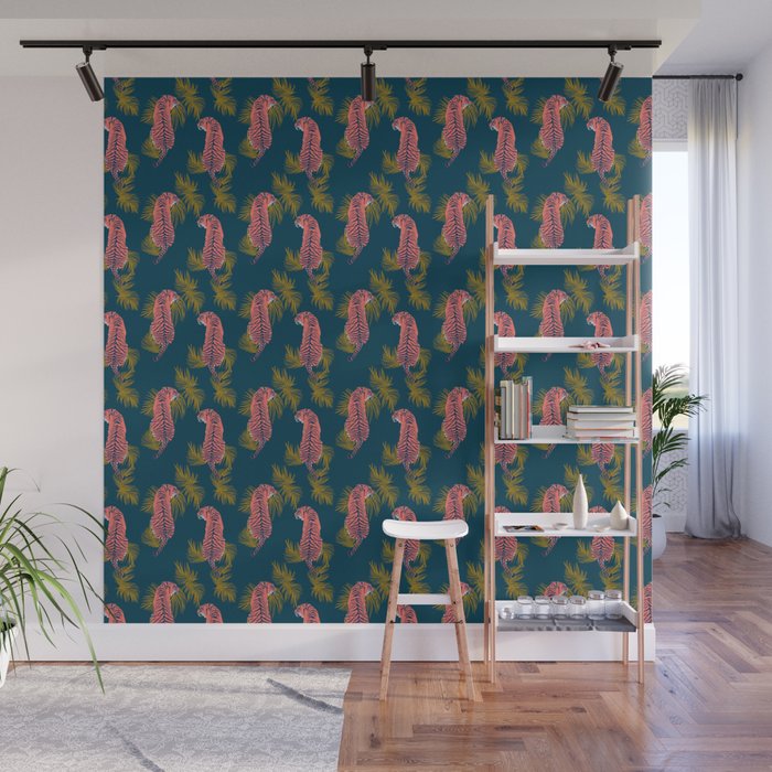 Paisley Tiger - navy Wall Mural Gallery Image 1