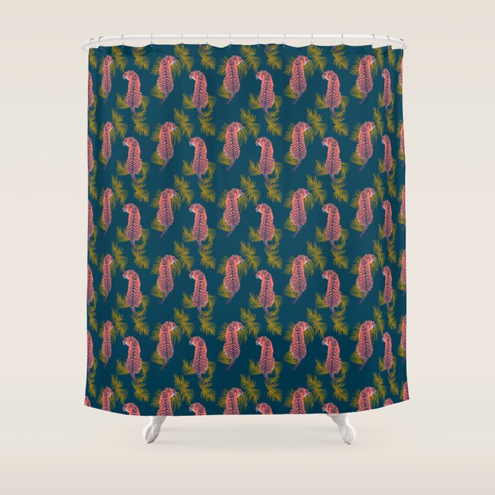 Paisley Tiger - navy Shower Curtain Gallery Image 1