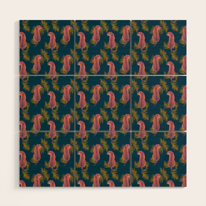 Paisley Tiger - navy Wood Wall Art Gallery Image 1