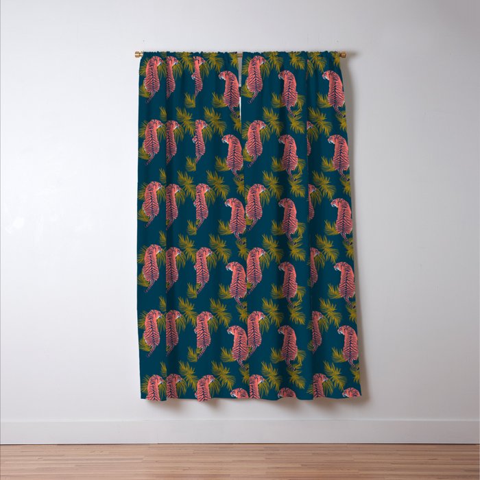 Paisley Tiger - navy Window Curtain Gallery Image 3
