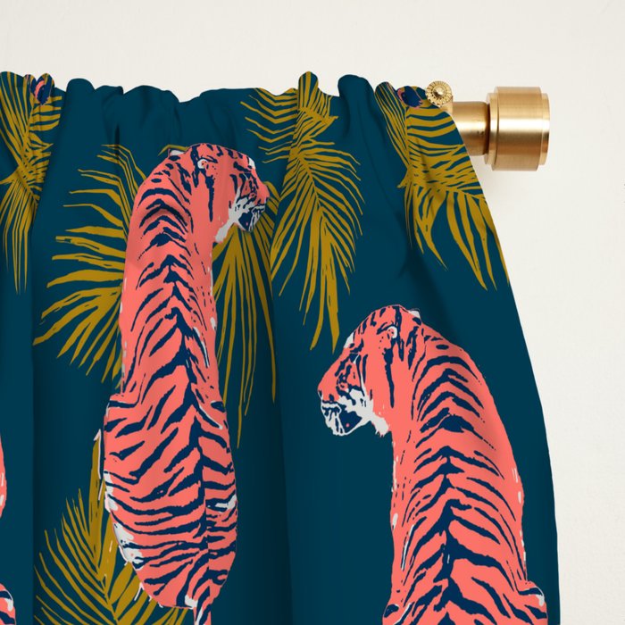 Paisley Tiger - navy Window Curtain Gallery Image 2