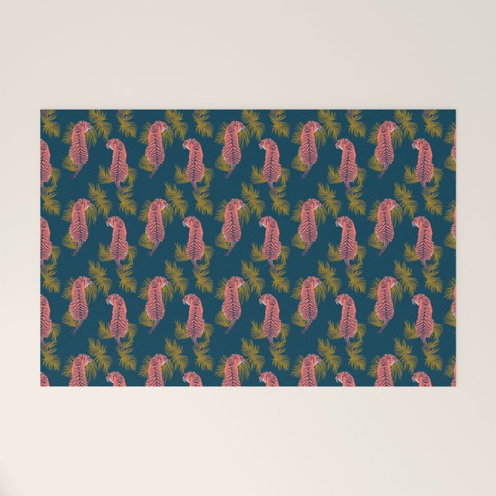 Paisley Tiger - navy Welcome Mat Gallery Image 1