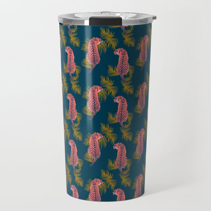 Paisley Tiger - navy Travel Mug Gallery Image 1