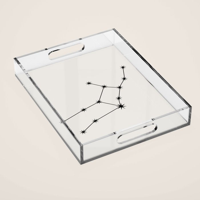 Virgo Zodiac Star Constellation Line Art White Acrylic Tray Gallery Image 1