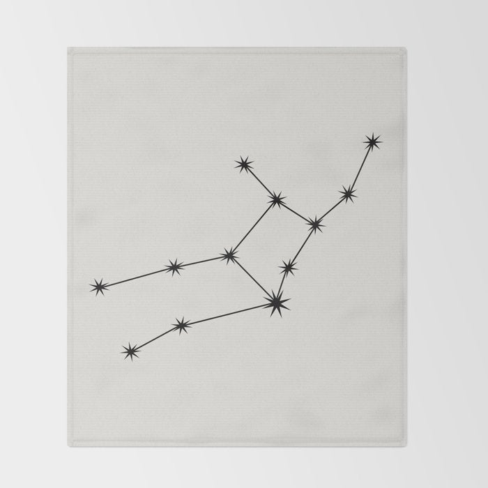 Virgo Zodiac Star Constellation Line Art White Throw Blanket Gallery Image 2
