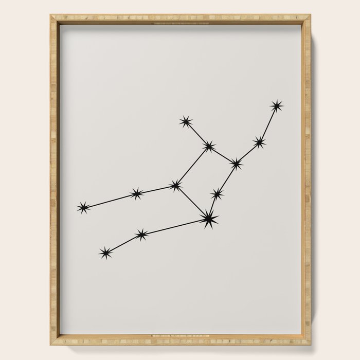 Virgo Zodiac Star Constellation Line Art White Serving Tray Gallery Image 1