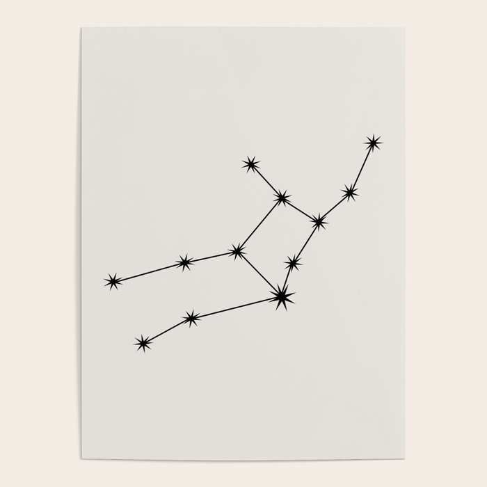 Virgo Zodiac Star Constellation Line Art White Poster Gallery Image 4