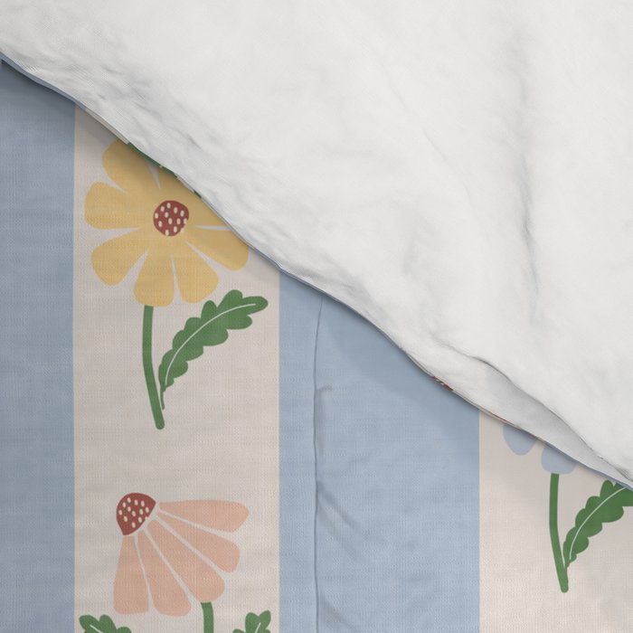 Sweet Floral Stripes - vintage blue Comforter Gallery Image 4