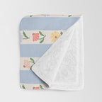 Sweet Floral Stripes - vintage blue Throw Blanket Gallery Image 3