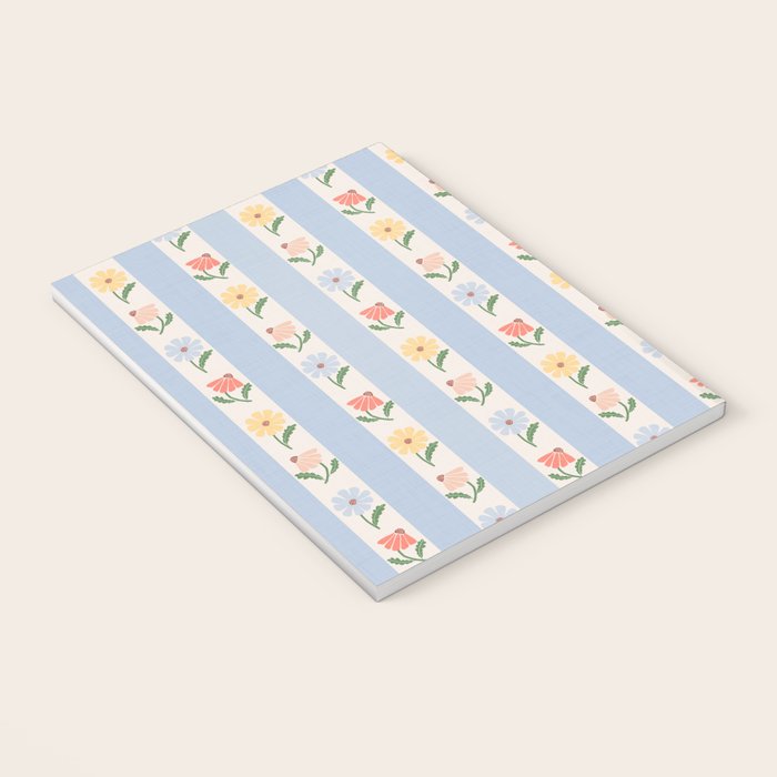 Sweet Floral Stripes - vintage blue Notebook Gallery Image 3