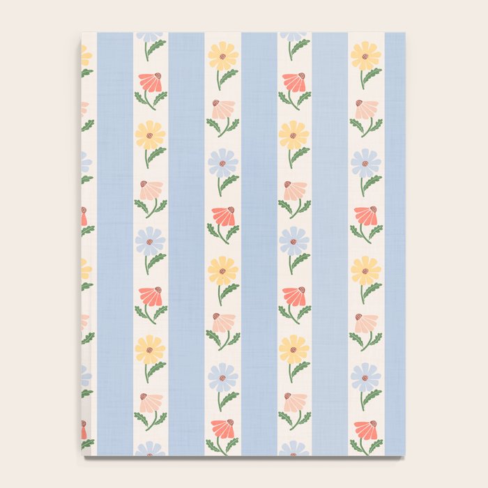Sweet Floral Stripes - vintage blue Notebook Gallery Image 4