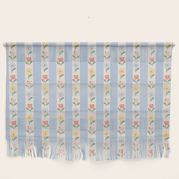 Sweet Floral Stripes - vintage blue Wall Hanging Gallery Image 1