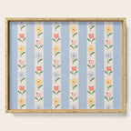 Sweet Floral Stripes - vintage blue Serving Tray Gallery Image 1