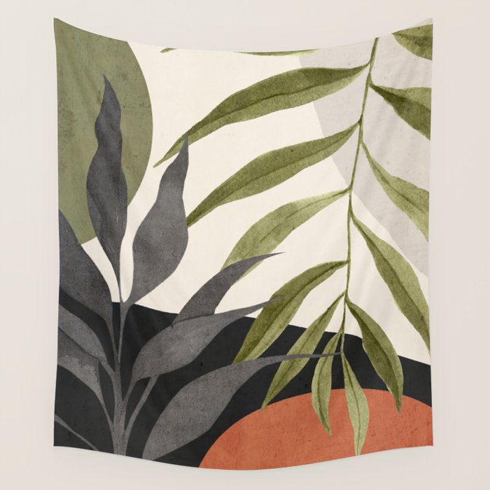 Abstract Art Tropical Leaves 92 Wall Tapestry Gallery Image 1