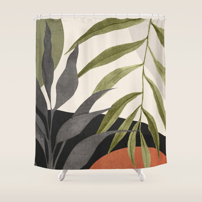 Abstract Art Tropical Leaves 92 Shower Curtain Gallery Image 1