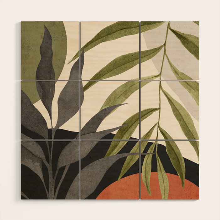 Abstract Art Tropical Leaves 92 Wood Wall Art Gallery Image 1