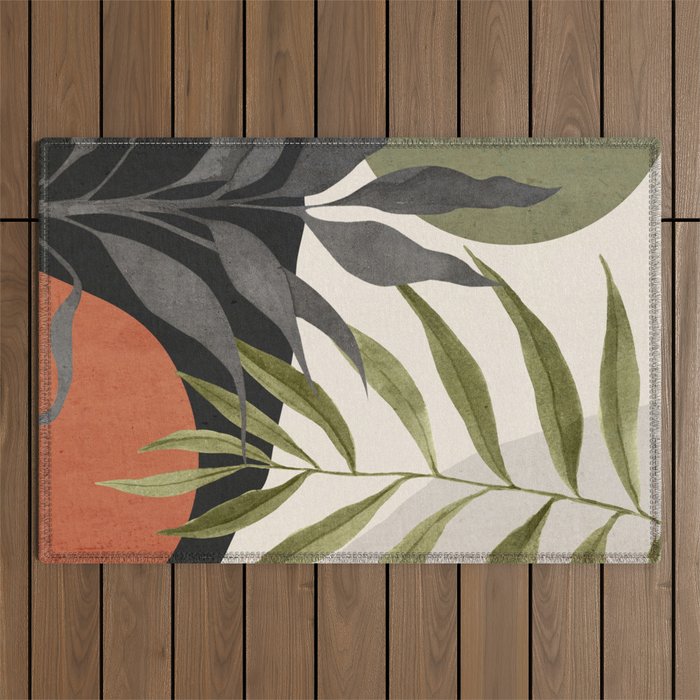Abstract Art Tropical Leaves 92 Outdoor Rug Gallery Image 1