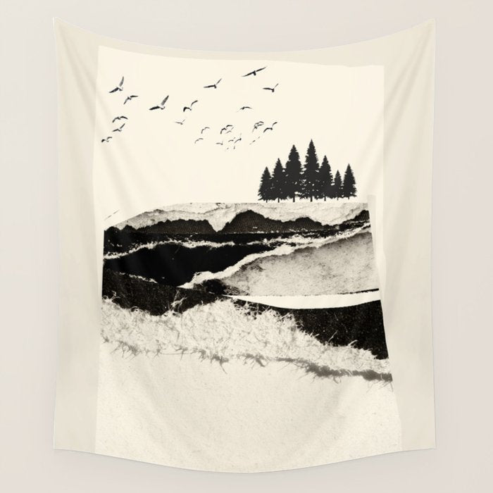 minimal collage/ Landscape Wall Tapestry Gallery Image 4