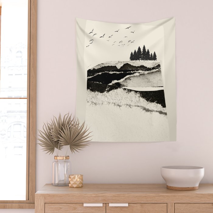 minimal collage/ Landscape Wall Tapestry Gallery Image 2