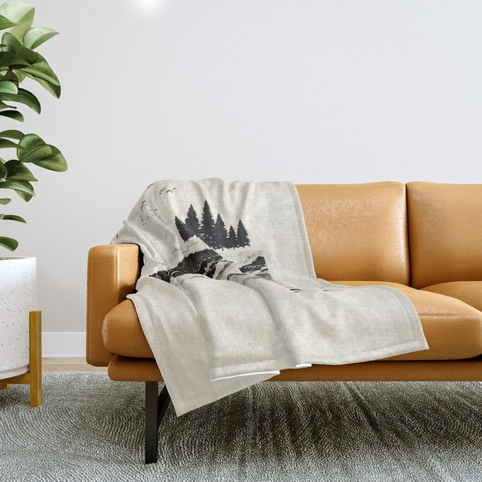 minimal collage/ Landscape Throw Blanket Gallery Image 1