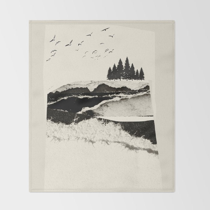 minimal collage/ Landscape Throw Blanket Gallery Image 2