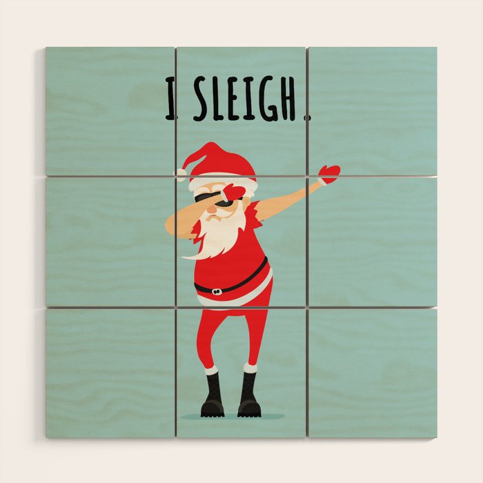 Dabbing Santa I Sleigh Wood Wall Art Gallery Image 1