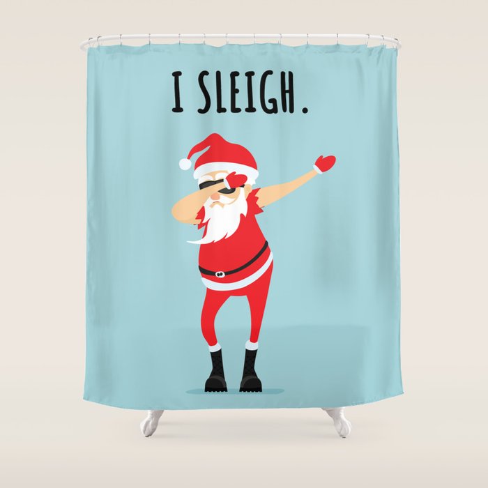 Dabbing Santa I Sleigh Shower Curtain Gallery Image 1