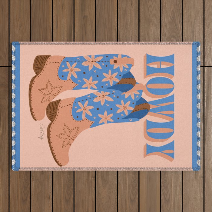 Howdy Cowgirl - Blue & Peach Outdoor Rug Gallery Image 1