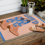 Howdy Cowgirl - Blue & Peach Outdoor Rug Gallery Image 2
