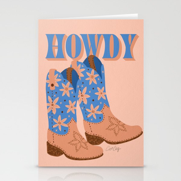 Howdy Cowgirl - Blue & Peach Stationery Card Gallery Image 2