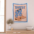 Howdy Cowgirl - Blue & Peach Wall Tapestry Gallery Image 2
